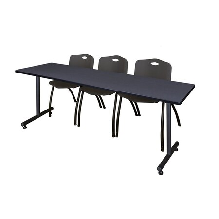 Kobe Rectangle Training Table, 84" W, 29" H, Laminate Top, Gray MKTRCT8424GY47BK